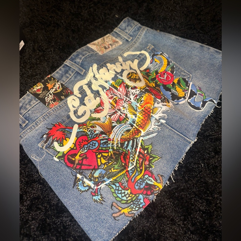 Ed hardy denim skirt